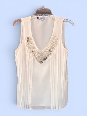 Jennifer Lopez Blouse Blouse Tank Vida Loca Jeweled‎ Sleeveless Ivory Sz S